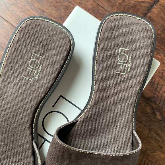 LOFT Brown Karin Canvas Slide Sandals Size 6.5 - Picture 3 of 15